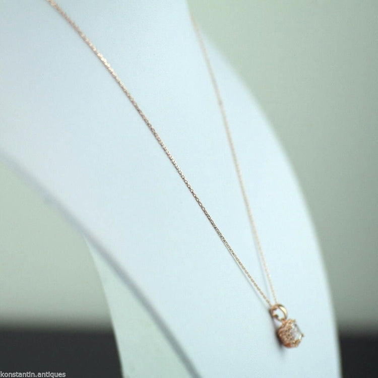 Stunning Gold Over sterling silver Clear stone pendant on chain 925 Genevive