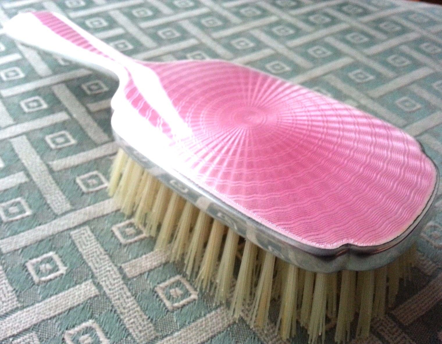 Vintage 1946 sterling silver guilloche enamel solid brush Daniel Manufacturing