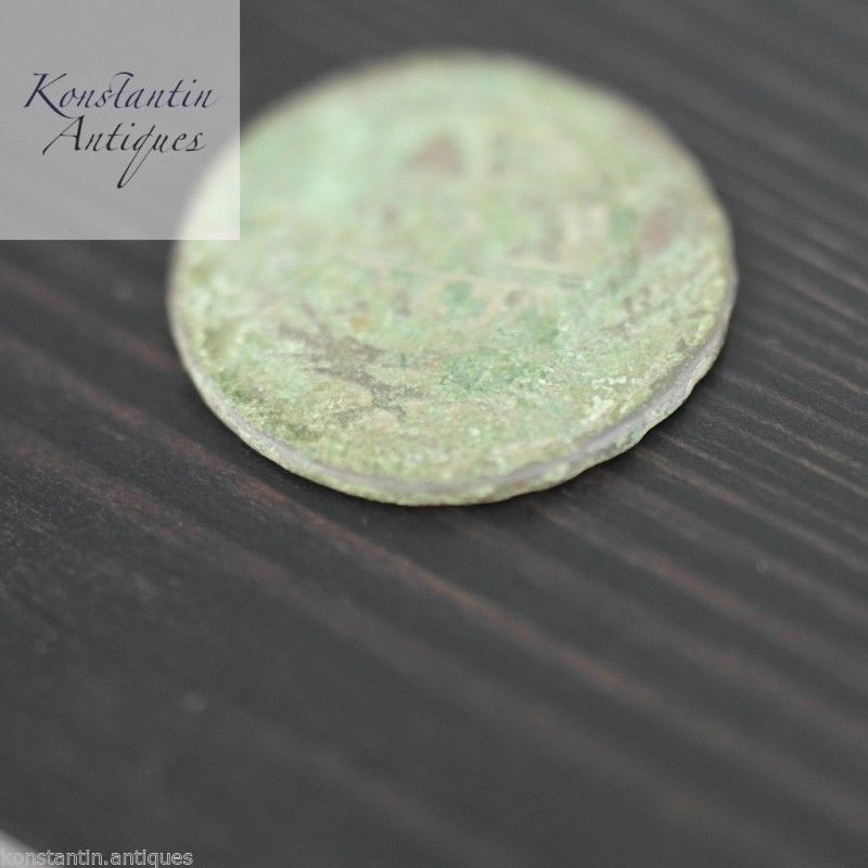Moneda antigua de 1746 denga kopeks Emperador Isabel del Imperio Ruso siglo XVIII