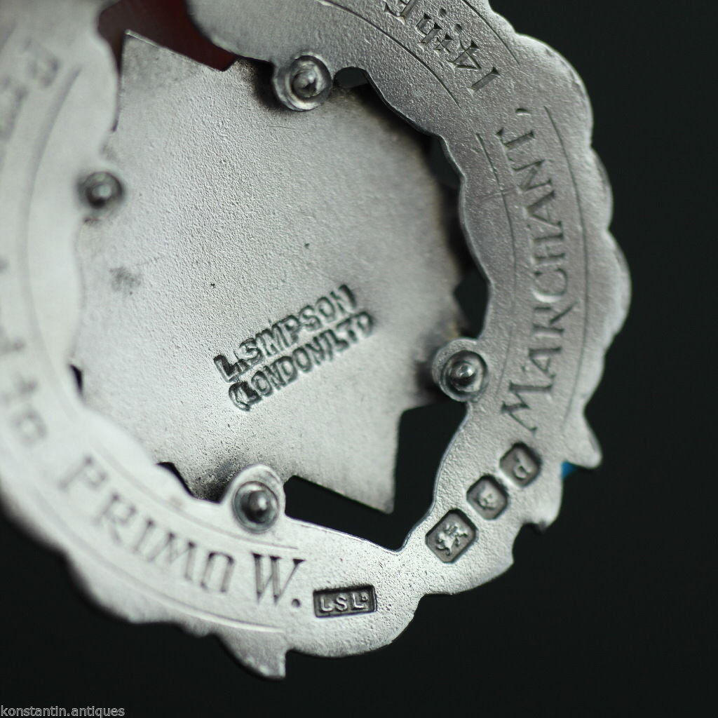 Medalla de plata de ley vintage de 1960 Londres L Simpson PRIMO RAOB Wyvern