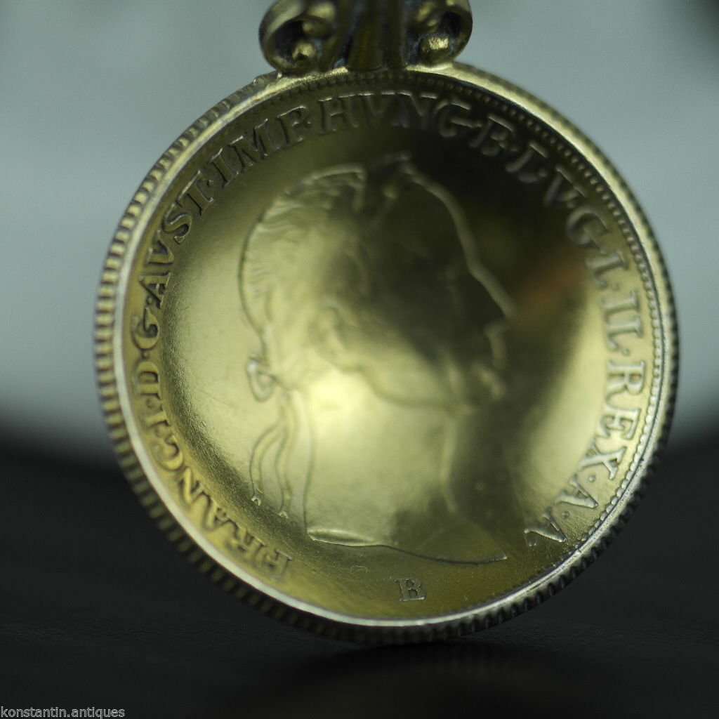 Antiguo 1835 plata maciza chapada en oro 20 cuchara de moneda Kreuzer Francisco II Emperador del Sacro Imperio Romano Germánico 800 Alemán
