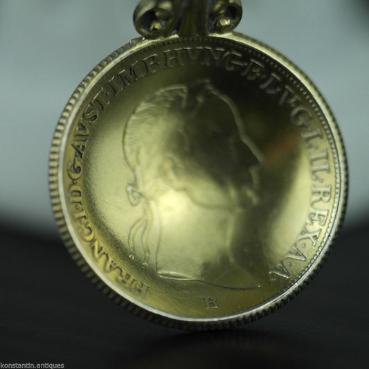 Antiker 1835 vergoldeter 20-Kreuzer-Münzlöffel aus massivem Silber, Franz II., Kaiser des Heiligen Römischen Reiches, 800 Deutsch