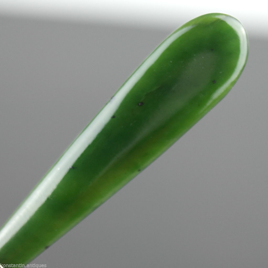 Antiker Brieföffner aus massivem Silber aus dem Jahr 1905 mit Nephrit-Griff, London Edwardian