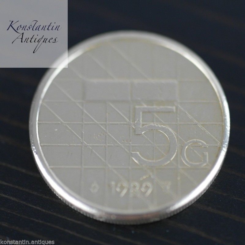 Modern 1989 coin 5 Gulden Queen Beatrix of the Netherlands 5G ONS GOD ZIJ MET