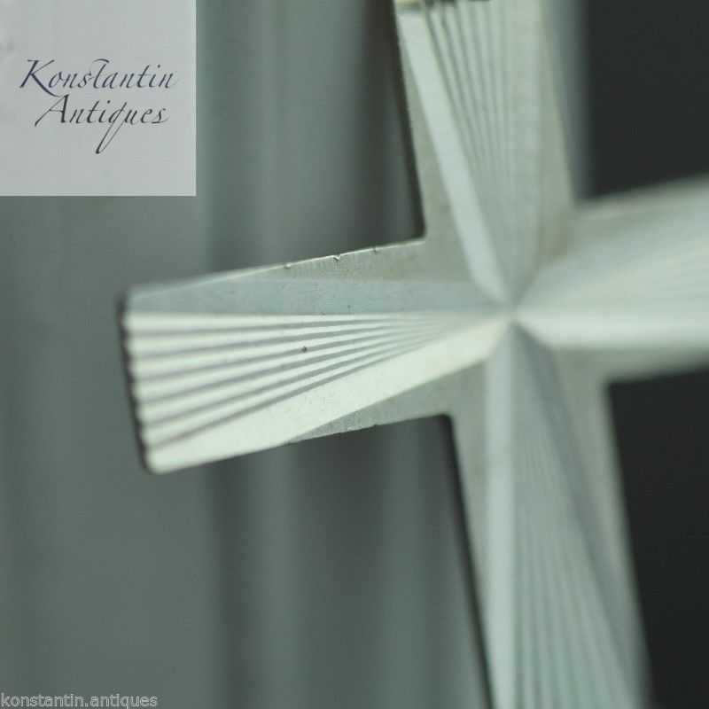 Colgante de cruz de plata de ley vintage sólido Art Déco regalo raro 