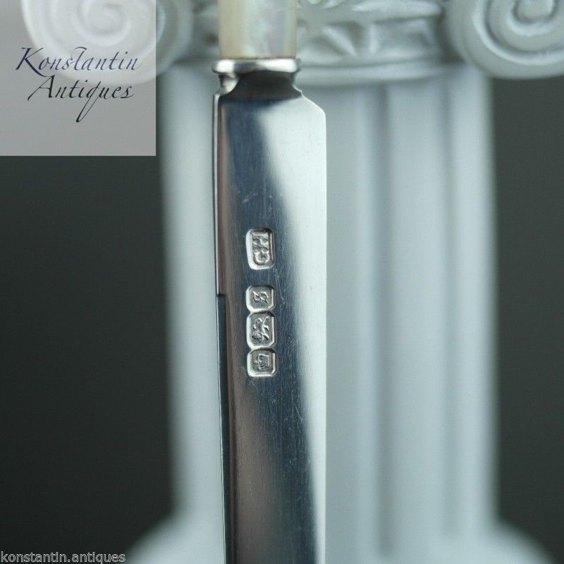 Antiker Brieföffner aus Sterlingsilber aus dem Jahr 1910 mit Perlmutt-MOP-Griff