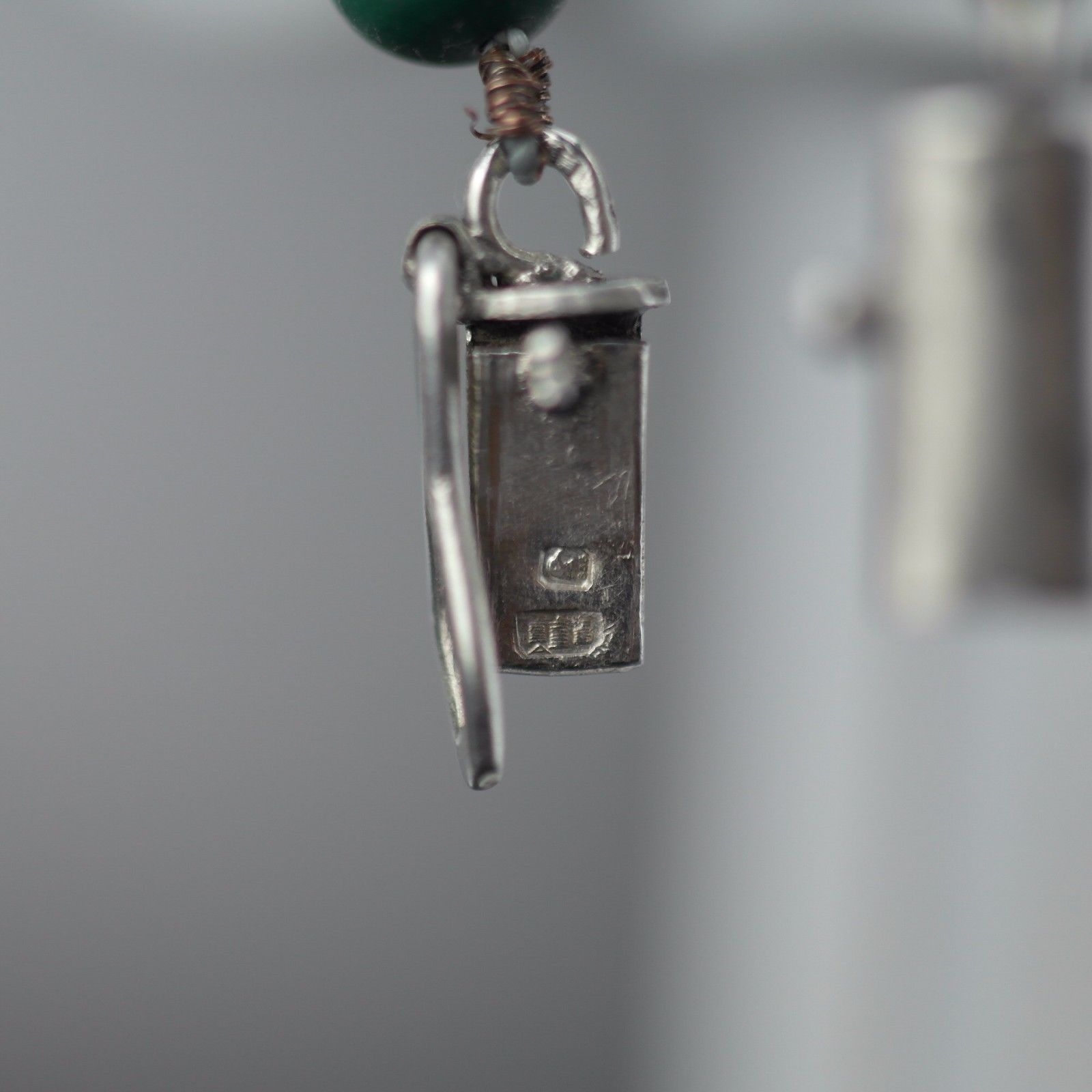 Antique malachite beads necklace with solid silver lock Portugal