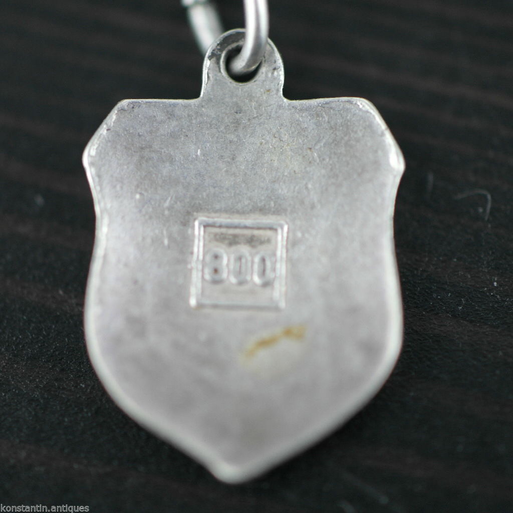 Vintage enamel solid silver charm pendant MADRID rare SPAIN 800