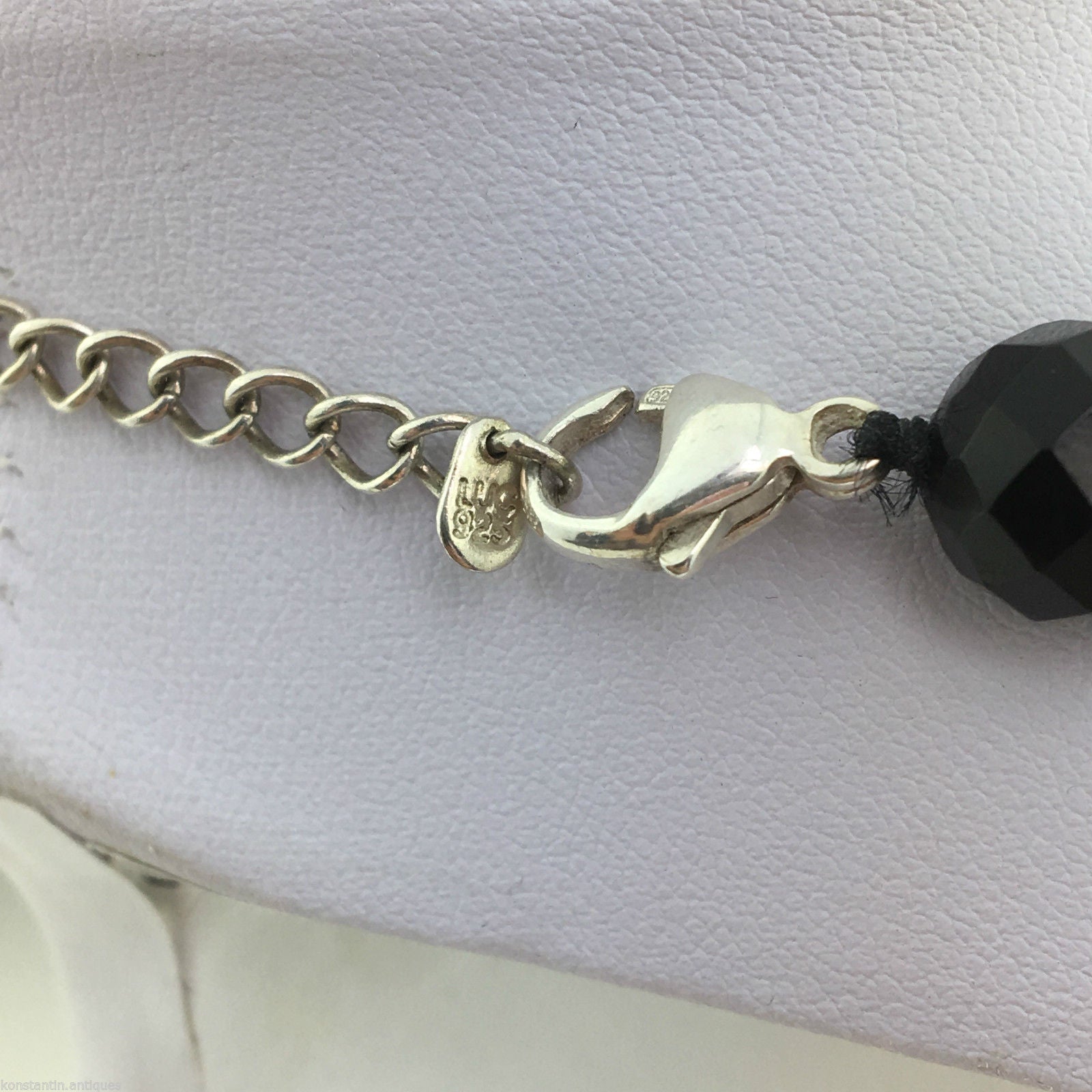 Vintage Lucas Lameth Türkis und Onyx, Sterling Silber Perlen &amp; Verschluss Halskette