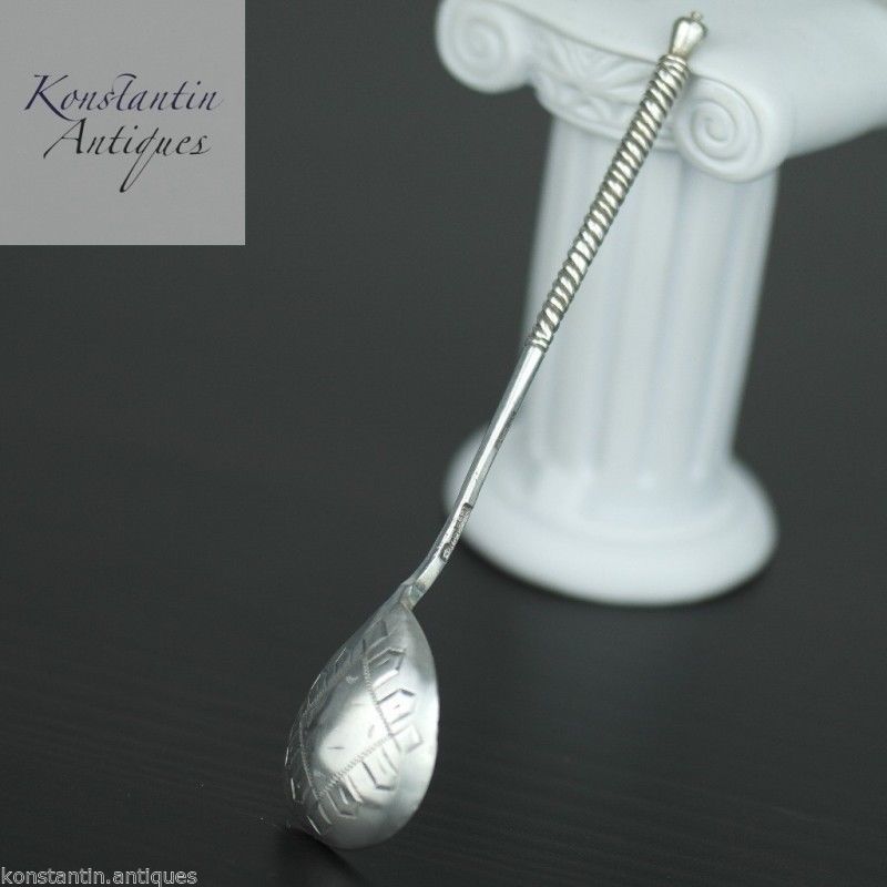 Antigua cuchara de plata maciza de 1894 Imperio Ruso 84 Té Café