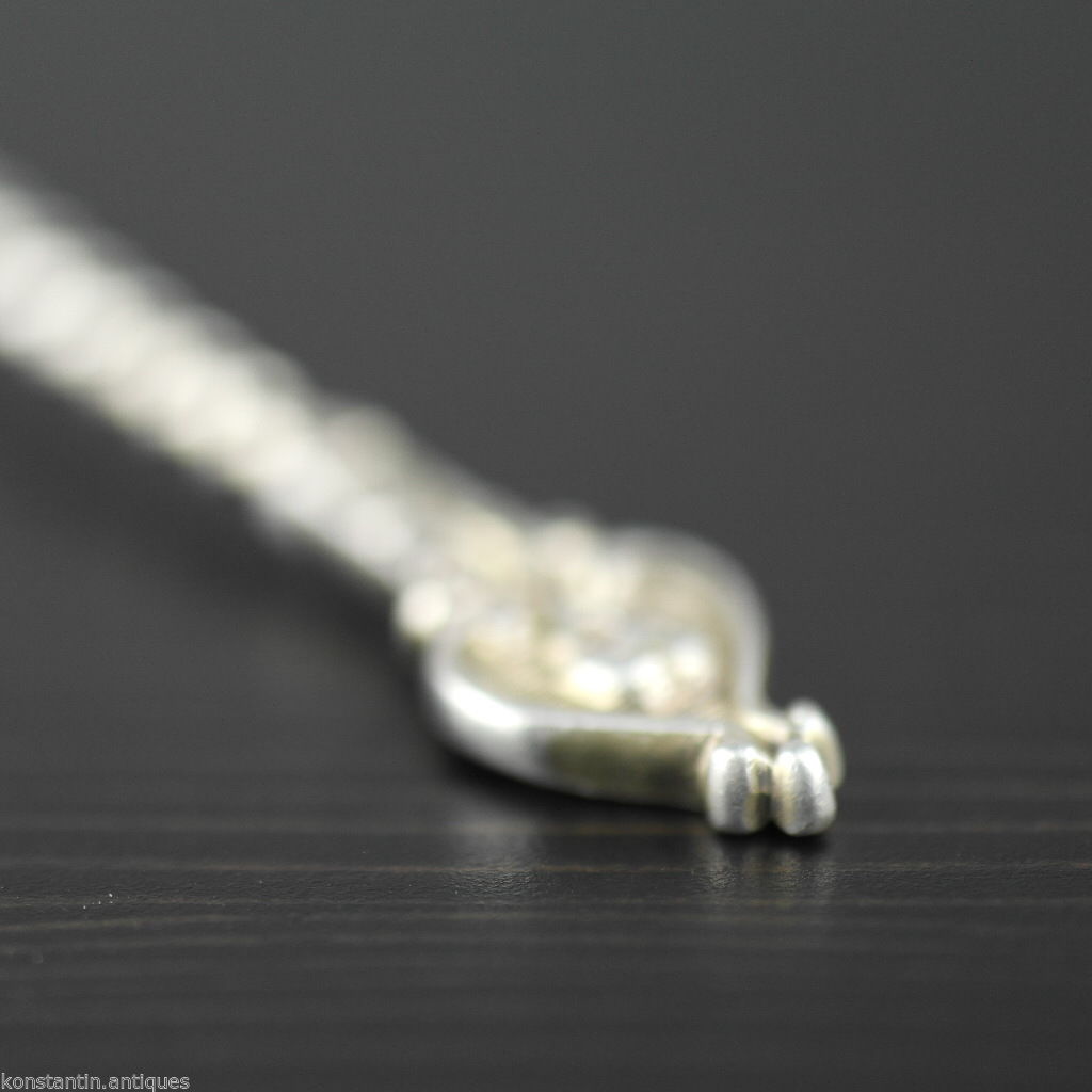 Antique 19thC solid silver spoon ornamented head Germany Peter Bruckmann