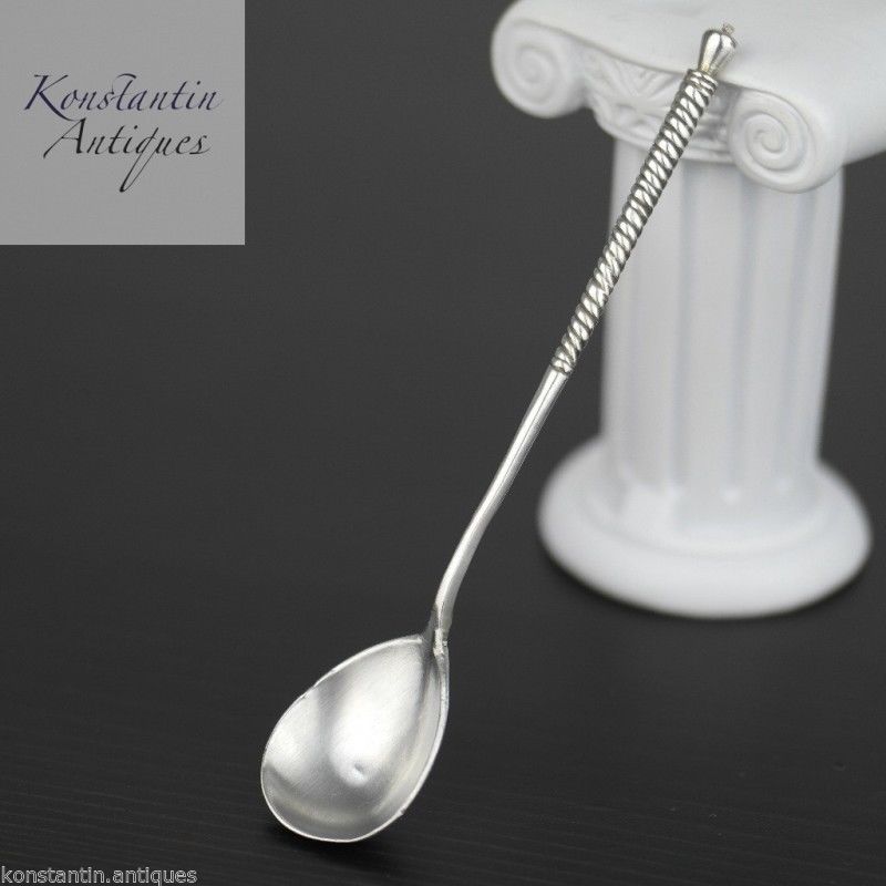 Antigua cuchara de plata maciza de 1894 Imperio Ruso 84 Té Café