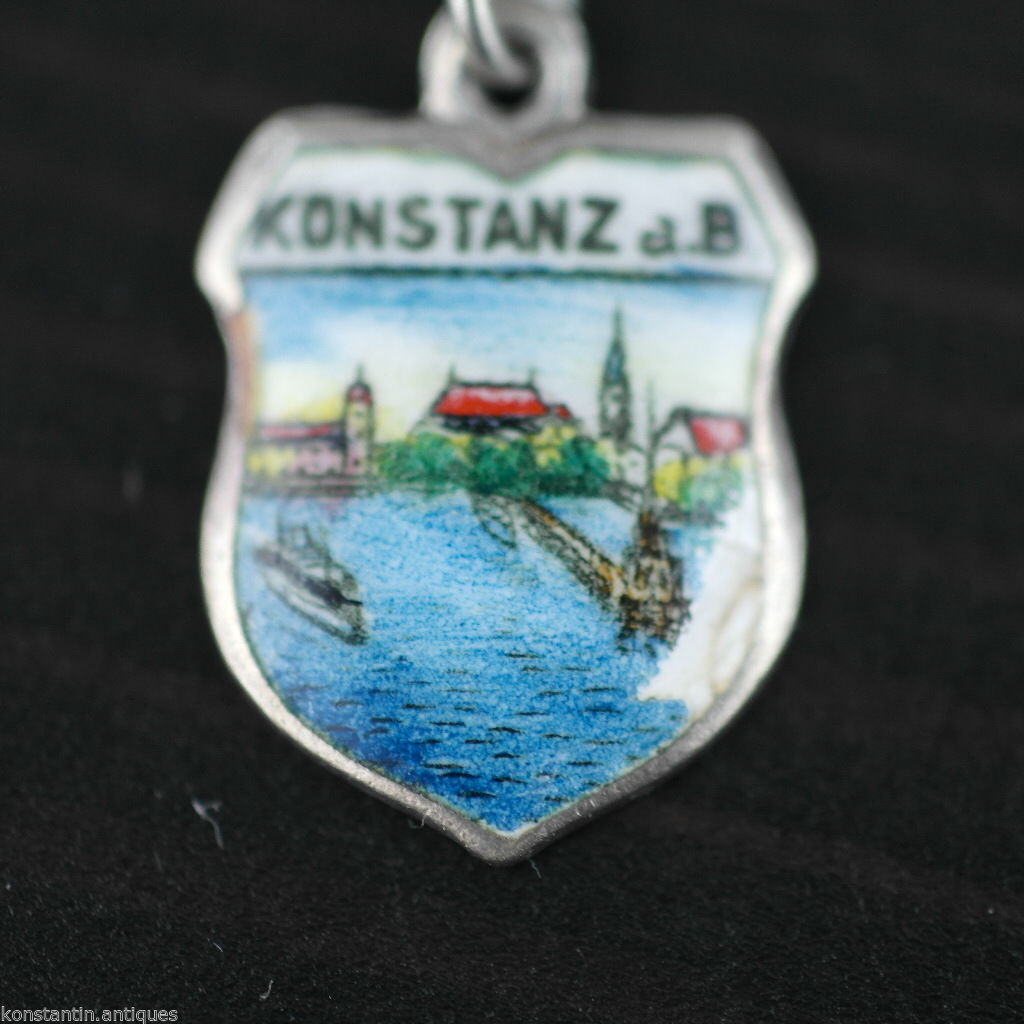 Vintage Konstanz a.B. enamel 800 REU silver charm pendant