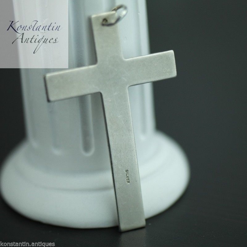 Vintage sterling silver cross pendant solid Art Deco