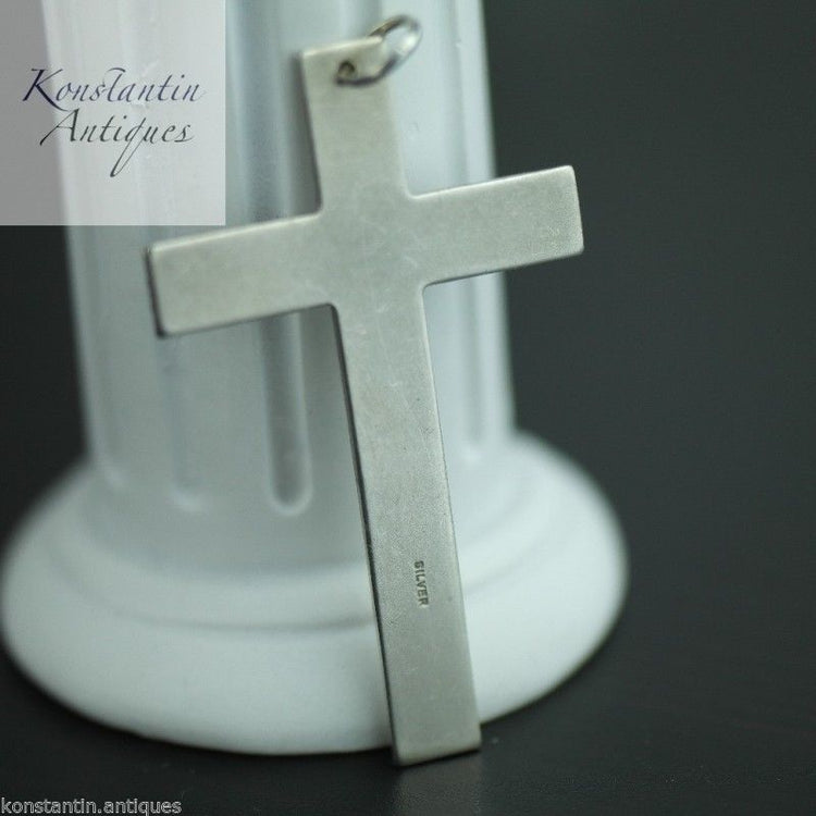 Vintage sterling silver cross pendant solid Art Deco rare gift