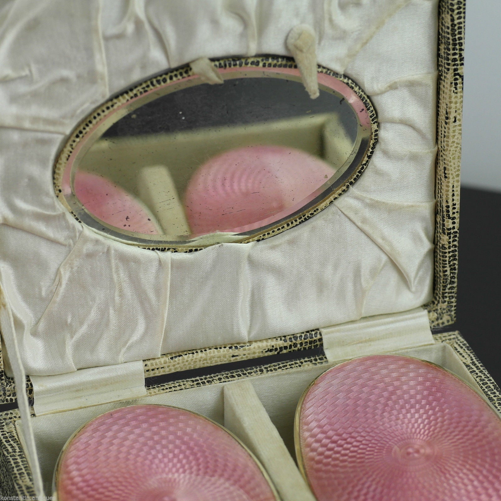 Antique 1927 sterling silver guilloche enamel brushes Birmingham Art Deco