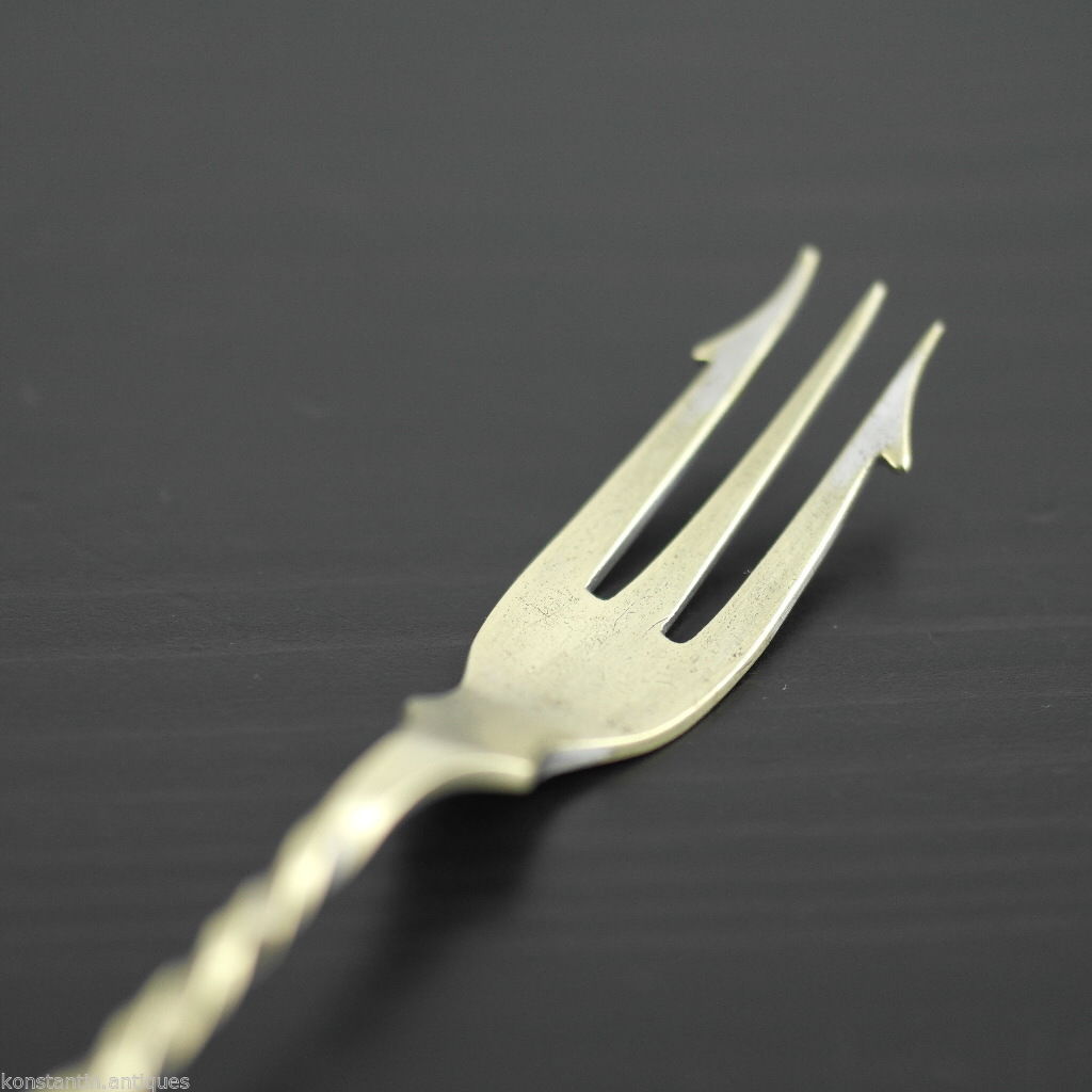 Antique table fork with mother of pearl handle Sheffield silver plate Diablo