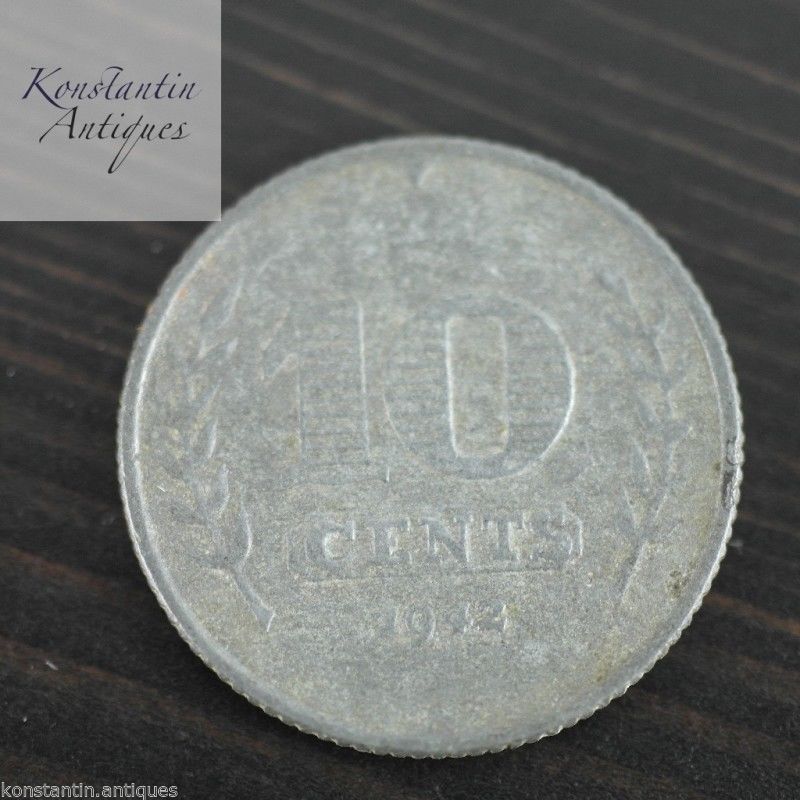 Vintage 1942 moneda 10 centavos Holanda gran regalo antiguo