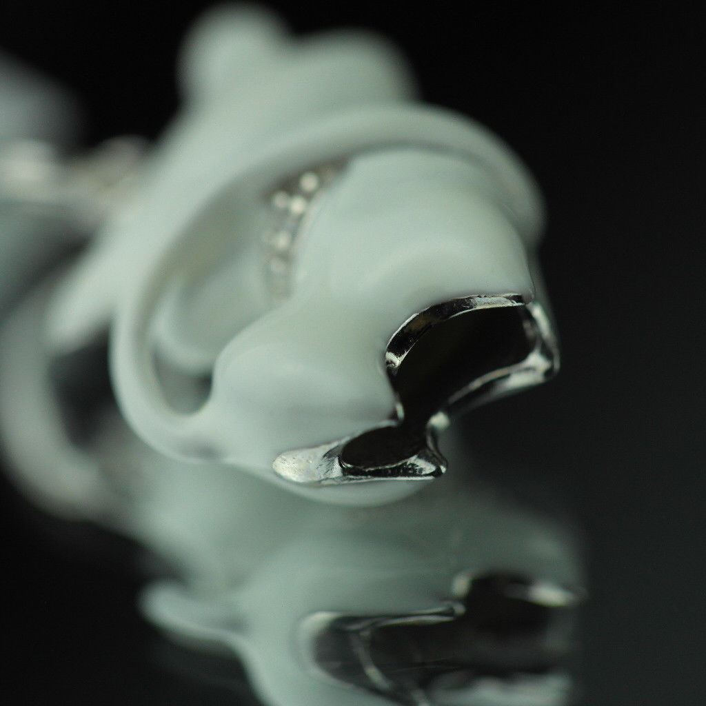 Sterling silver pendant white Enamel Cat with incrusted collar band