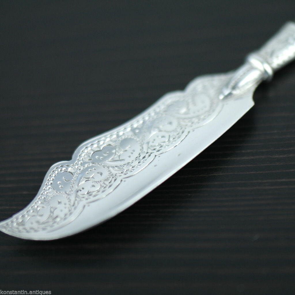 Antique 1900 sterling silver knife green Jade Nephrite handle