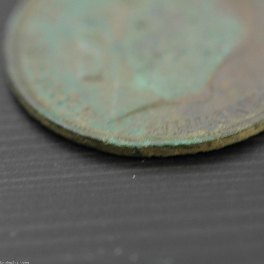Antique 1914 bronze coin One penny George V British Empire with patina