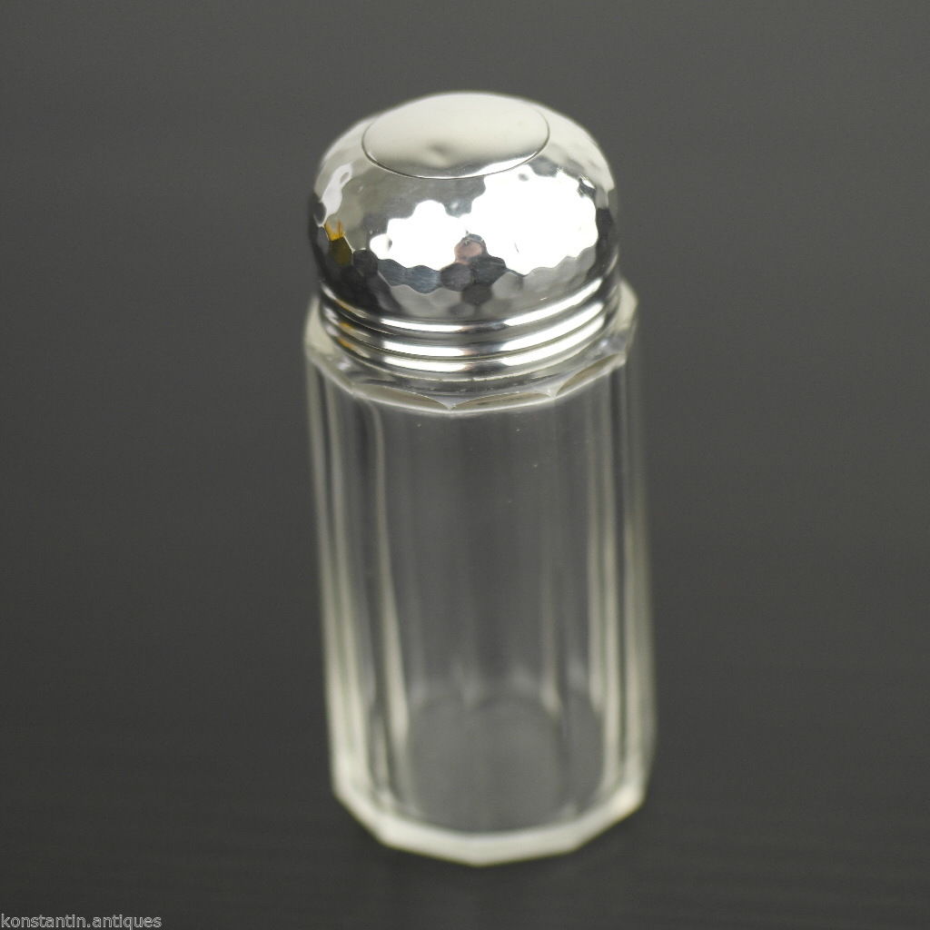 Antique 1906 cut glass vanity bottle solid silver lidl made in London