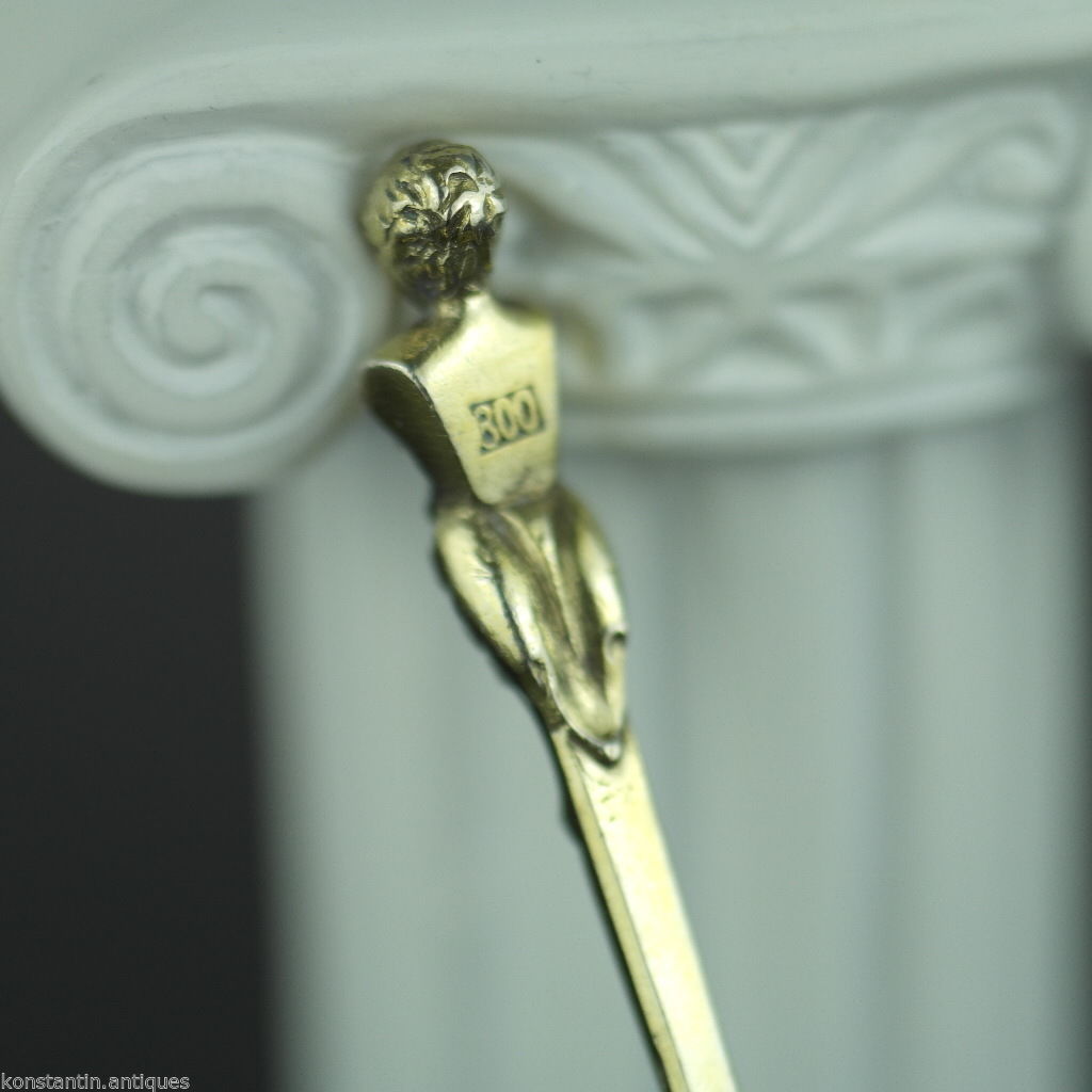 Antique 1808 gold plated solid silver 20 Kreuzer coin spoon Franciscvs Austrian Empire 800