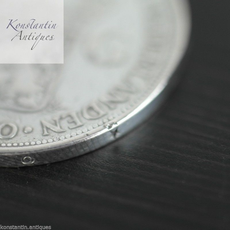 Moneda de plata maciza vintage de 1930 2,5 Gulden Wilhelmina Reina de los Países Bajos