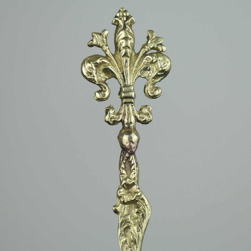 Antique solid brass ornamented strainer French Royal flower dancing couple eagle