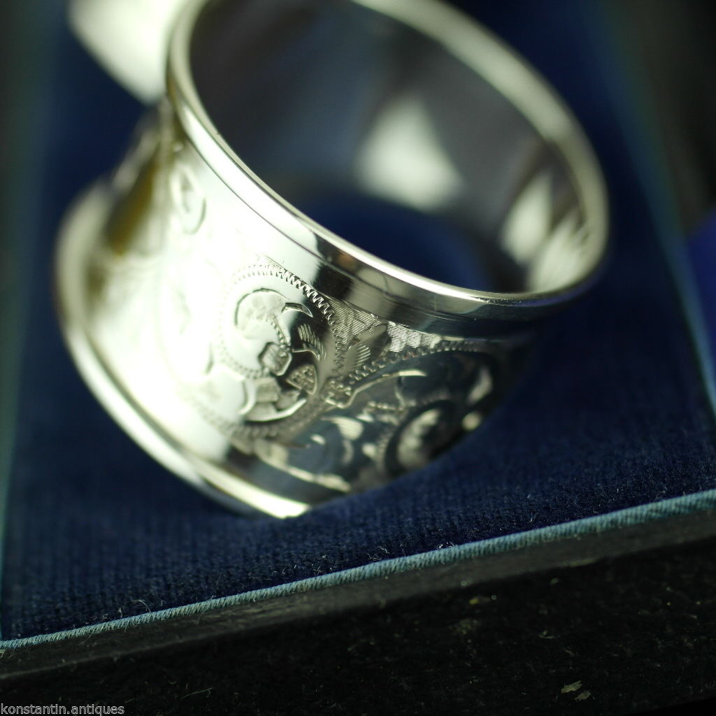 Antique 1912 sterling silver napkin rings set of two Chester boxed