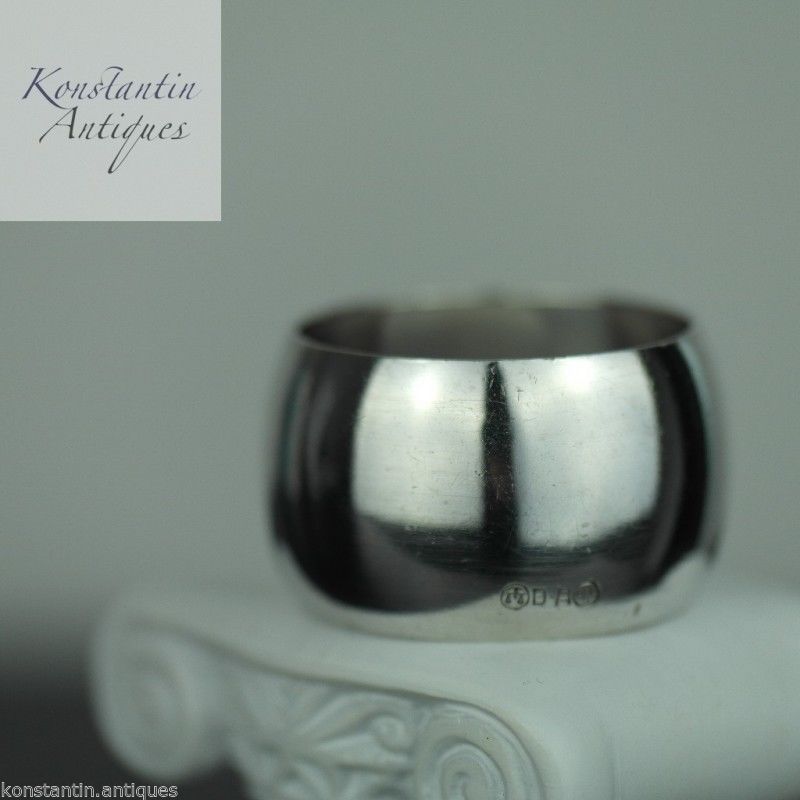 Antique solid silver napkin ring Norway David Andersen 830 S inscription LORNA