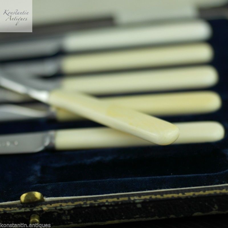 Antique 1923 Sheffield solid silver set of six dessert knives