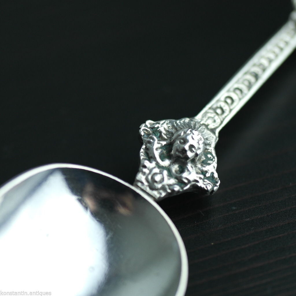 Antique 19thC HANAU sterling silver large anointing spoon