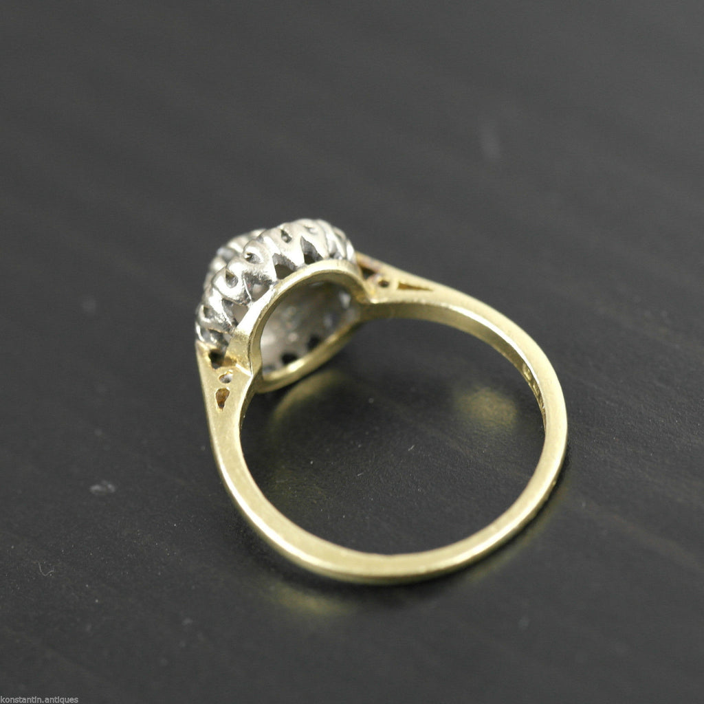Vintage 18ct gold ring with brilliant cut diamonds cluster London
