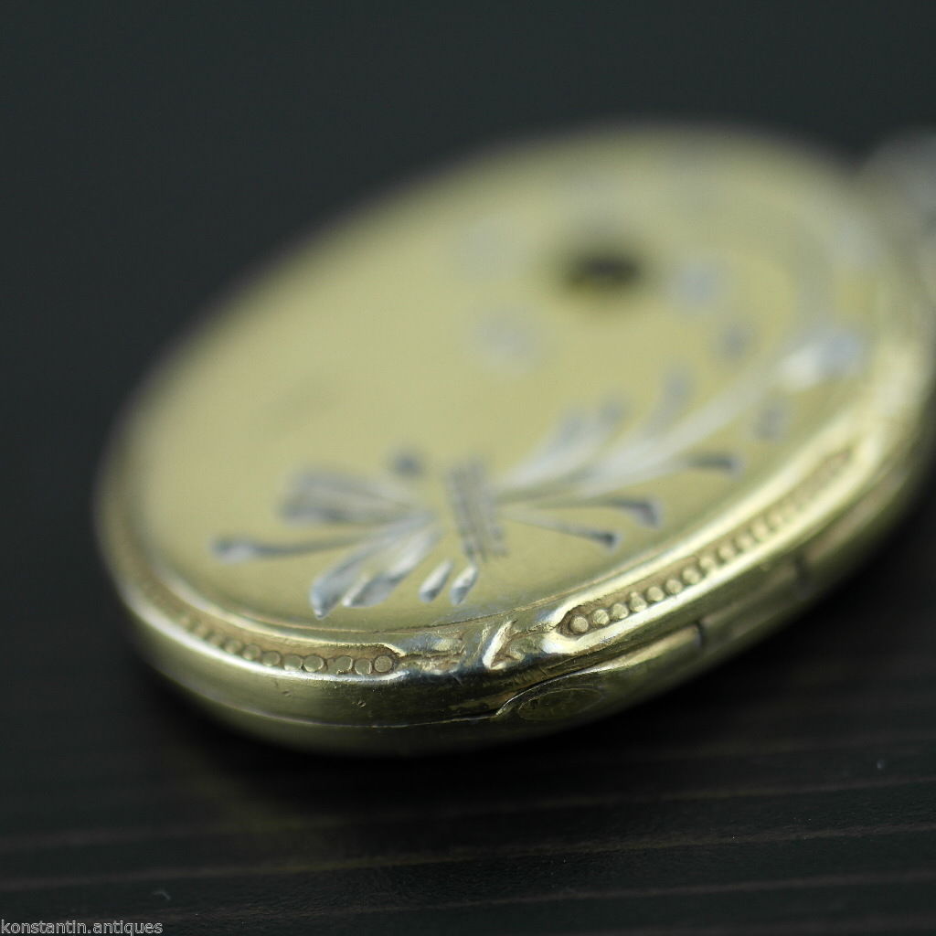 Vintage massives Silber Medaillon Anhänger Citrin Edelstein Charm vergoldet Russisch В875