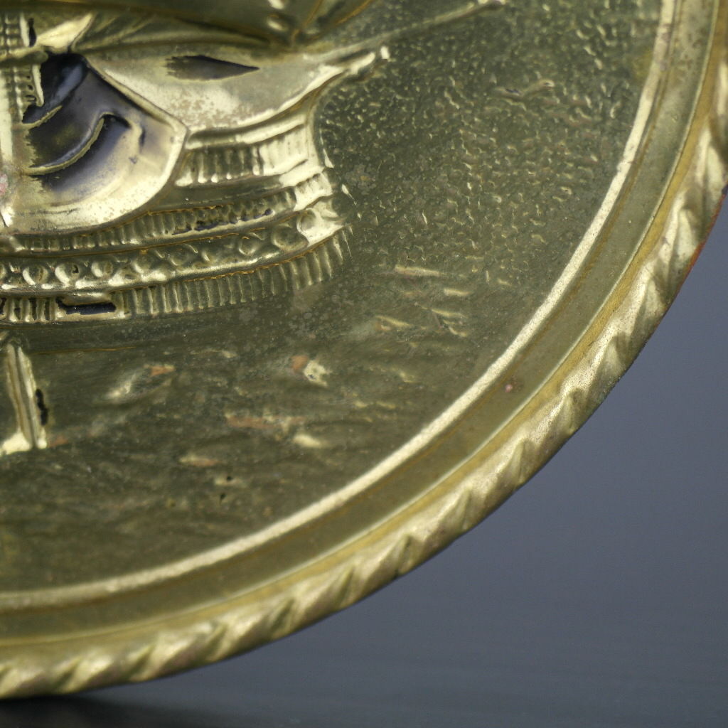 Vintage Wanddekoration Messingplatte Antikes Bootsporträt hitzebeständig England