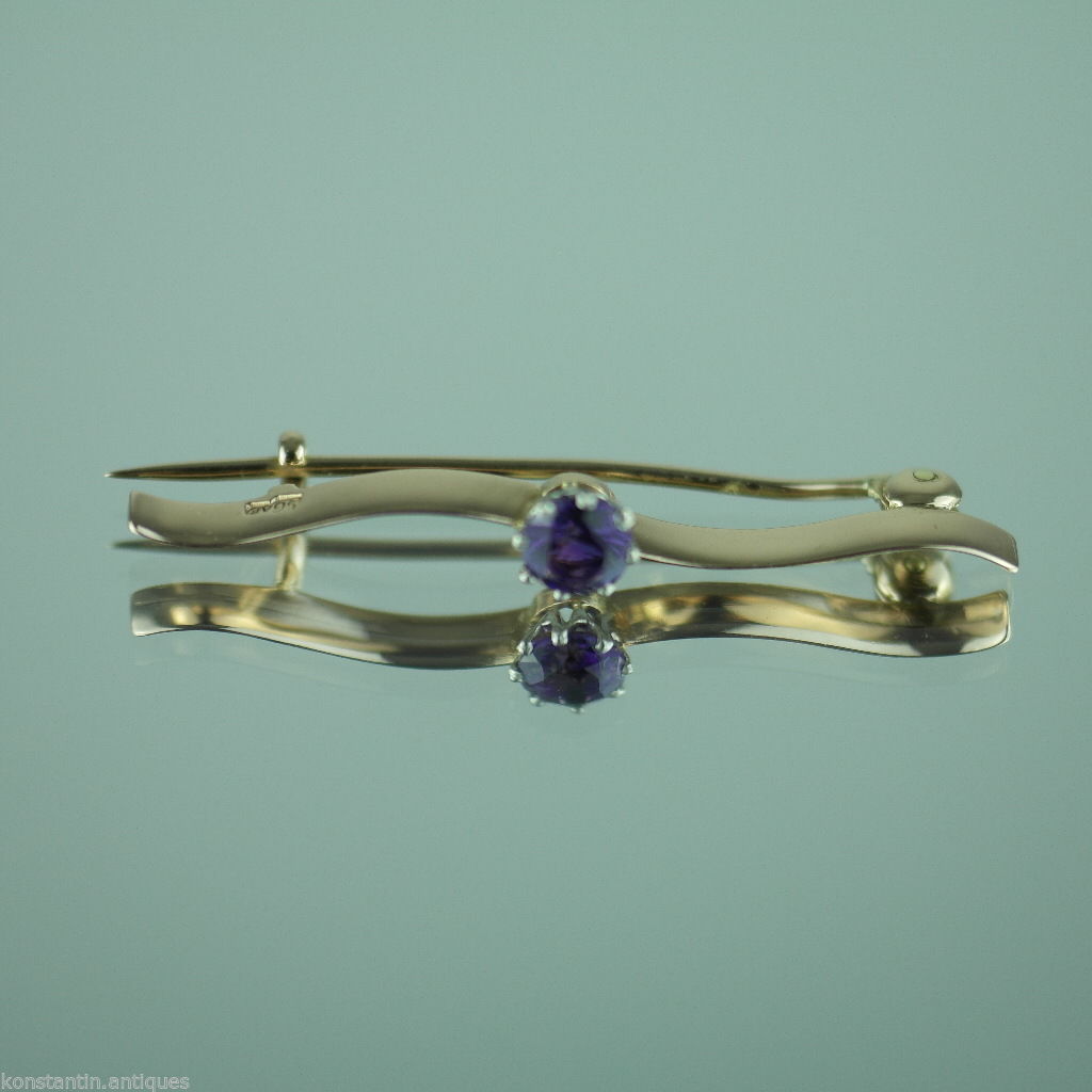 Broche de oro antiguo imperial ruso 56 con hermosa amatista