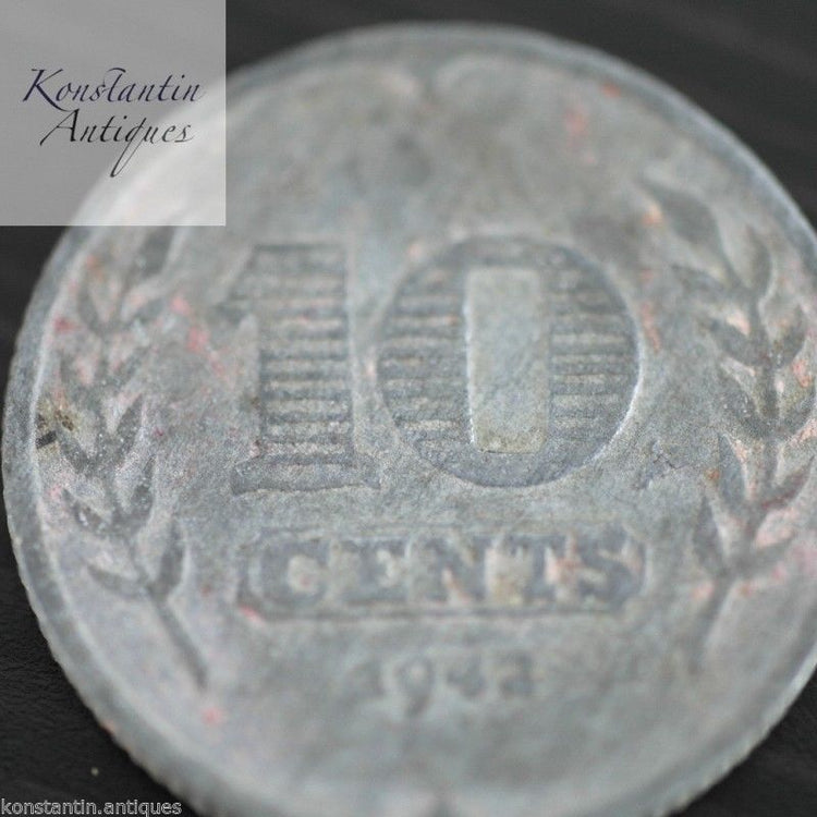 Vintage 1942 moneda 10 centavos Holanda gran regalo antiguo