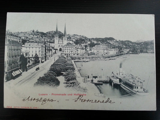 Antike Schweizer Postkarte Zürich 664 Edition Photoglob Luzern Promenade Hofkirche