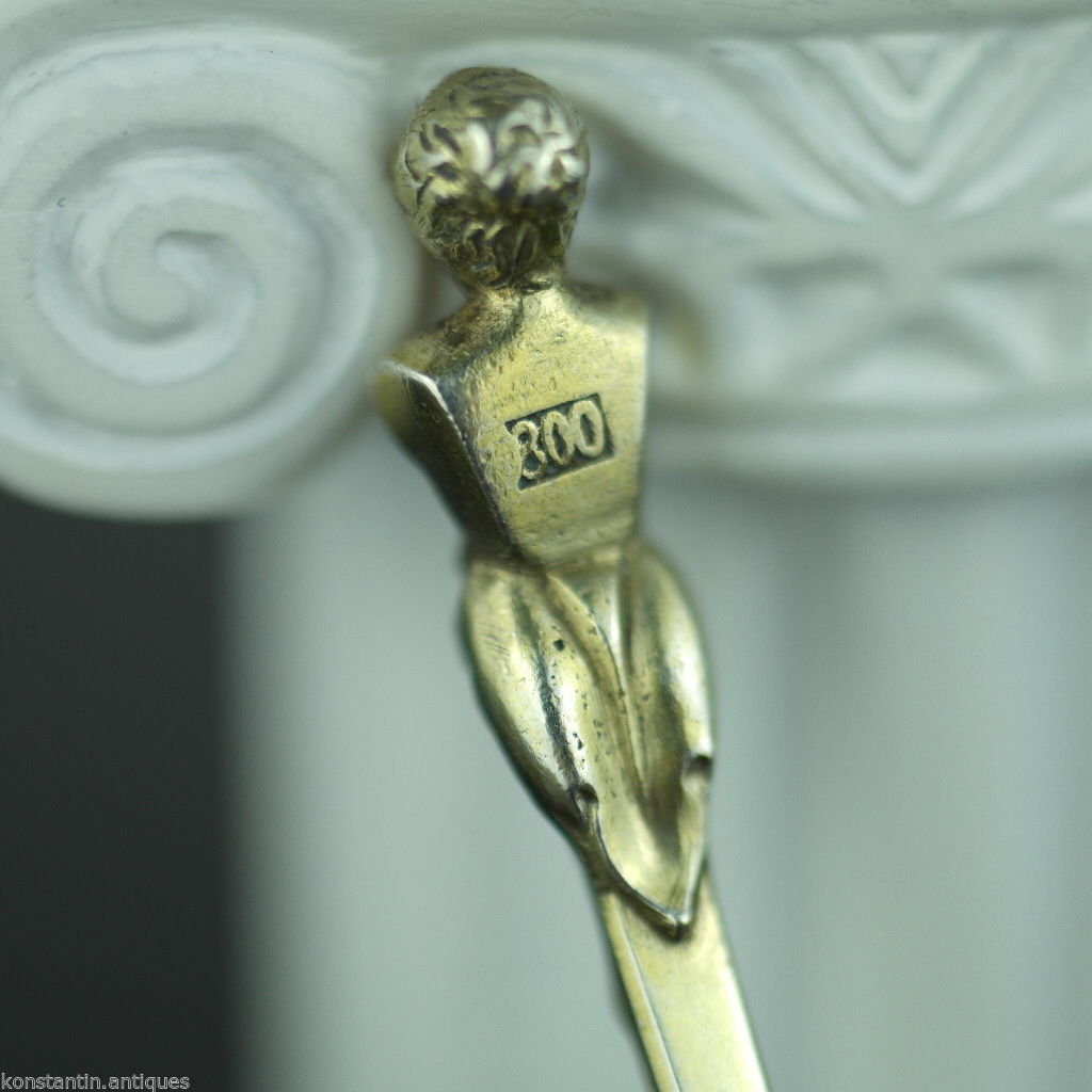 Antiker 20-Kreuzer-Münzlöffel aus vergoldetem massivem Silber aus dem Jahr 1830, Franz II., Kaiser des Heiligen Römischen Reiches, Kaiserreich 800