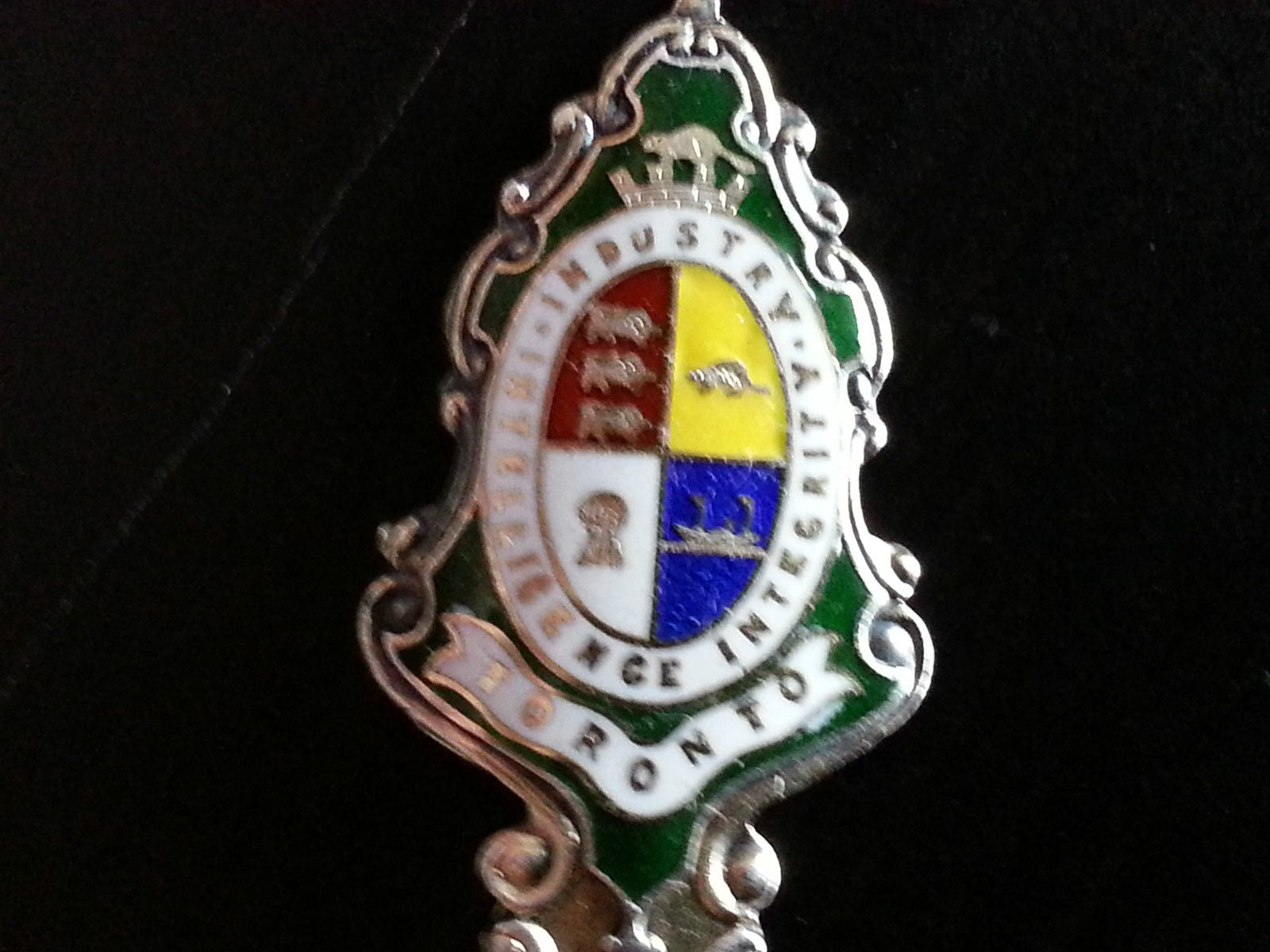 Antique enamel Sterling silver spoon TORONTO Coat of Arms