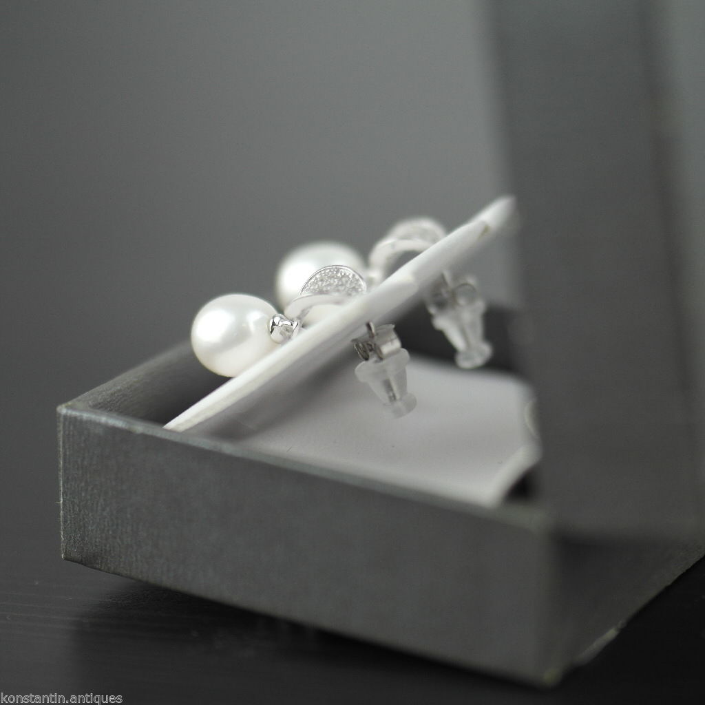 Stilvolle Sterlingsilber-Zuchtperlenohrringe CZ Lucoral 925