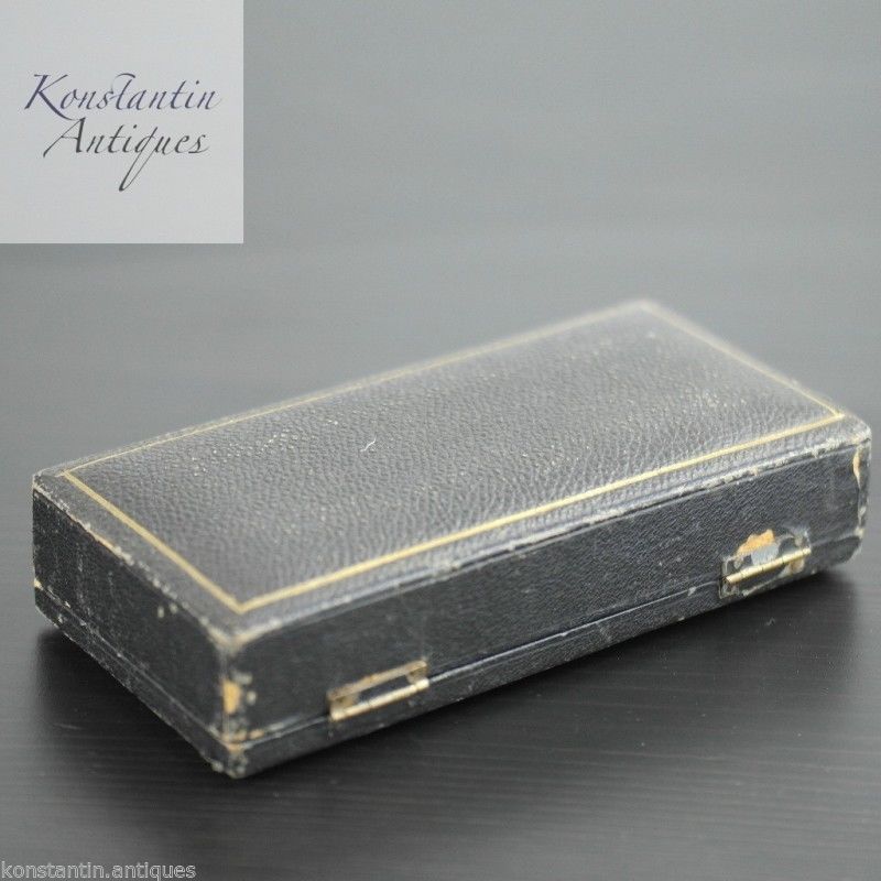 Caja negra antigua para cuencos y cucharas de mostaza o sal Imperio Británico