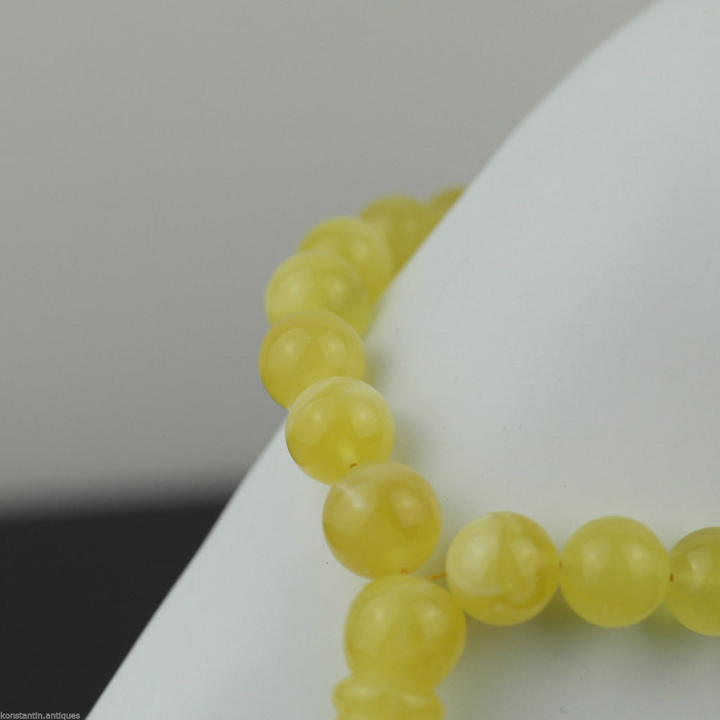 Genuine Baltic Amber beads bracelet Islam Tasbih Rosary White Cloudy yolk