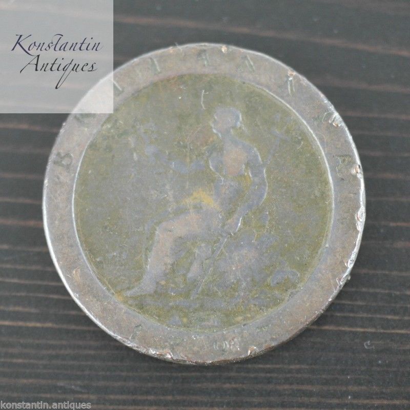Antiguo 1797 George III Cartwheel Penny moneda 18thC Imperio Británico