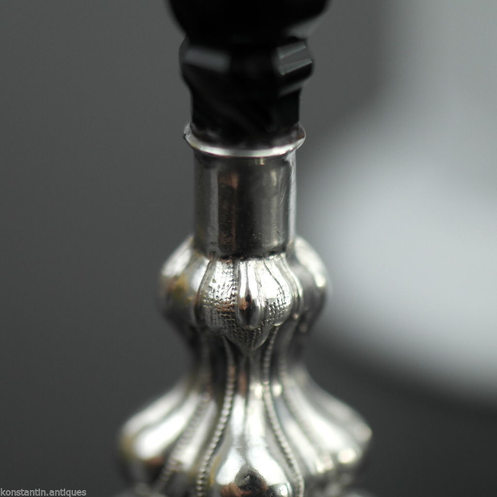 Antiguo sello de cera con mango de ágata natural de plata maciza del siglo XVIII M 