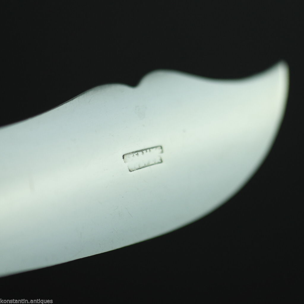 Antique 1900 sterling silver knife green Jade Nephrite handle