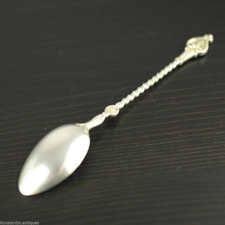 Antique 19thC solid silver spoon ornamented head Germany Peter Bruckmann
