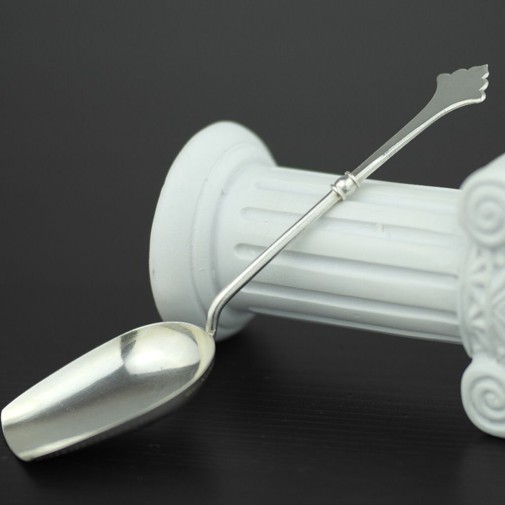 Antique ornamented solid silver candy spoon Russian Empire Emperor Nicolas II