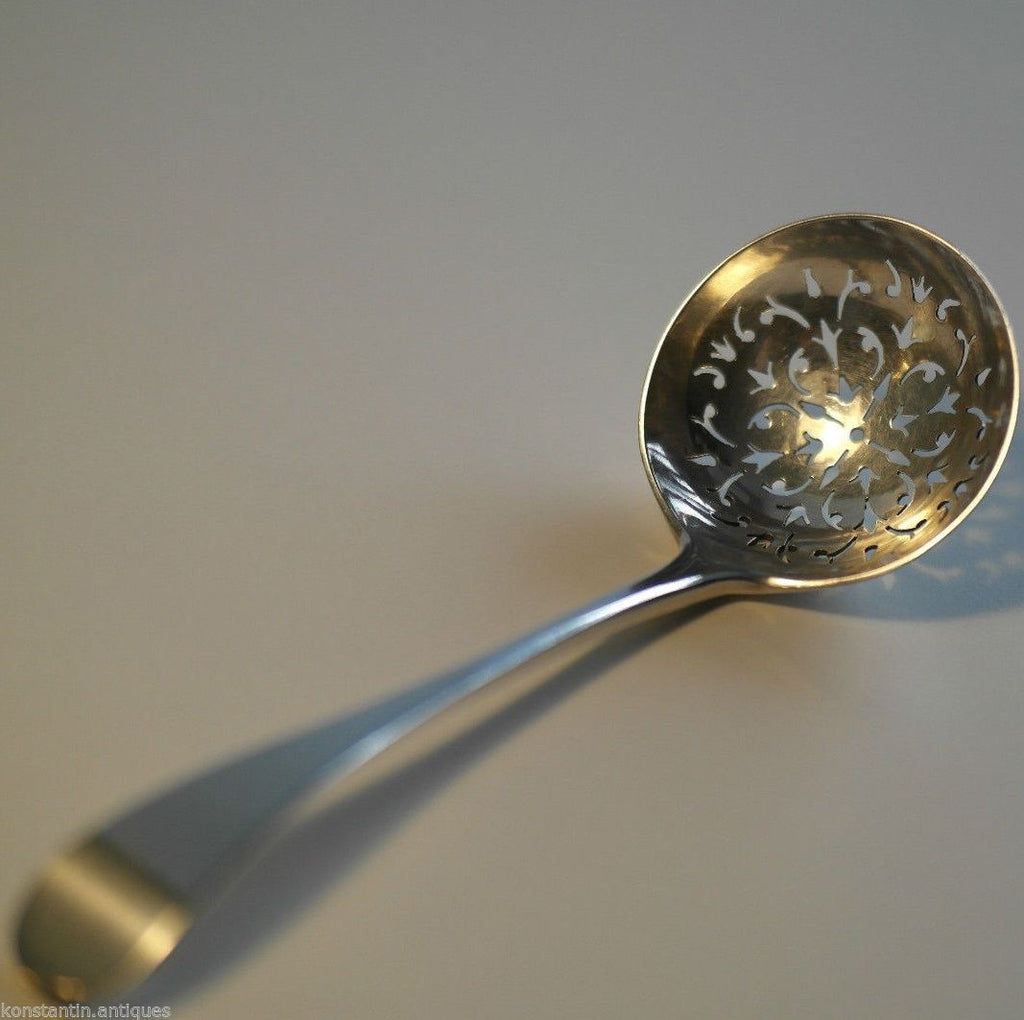 Antique 1892 solid silver tea strainer sugar sifter London lion